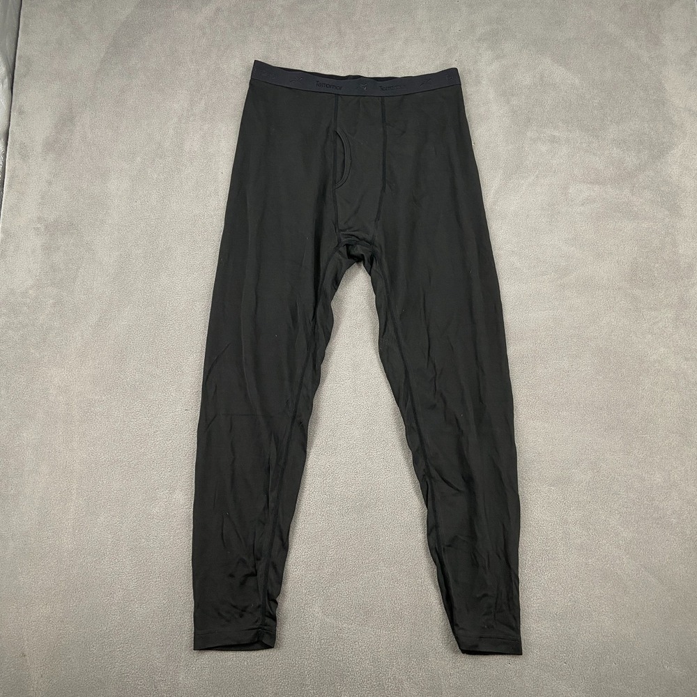 Terramar Thermal Base Layer Pants Mens L Black Stretch Performance Elastic Waist